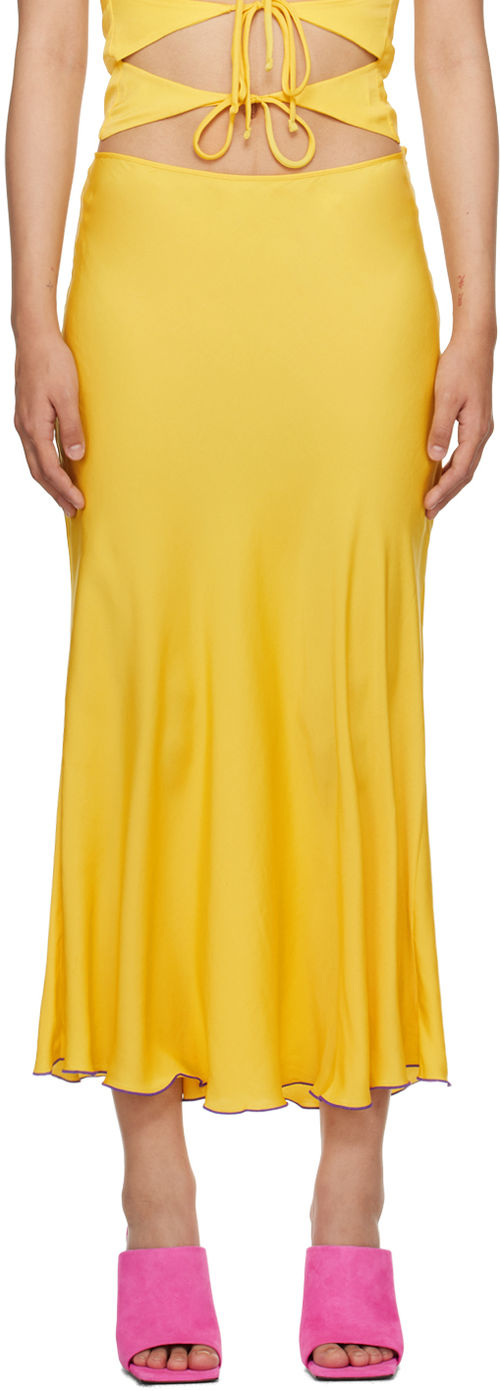 SIEDRÉS Yellow Prim Midi Skirt