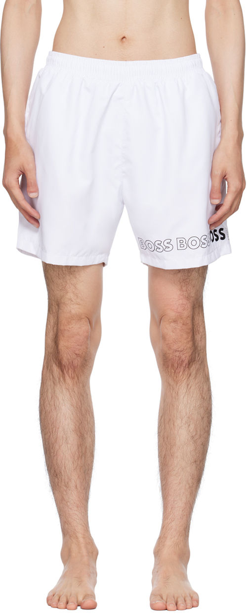 BOSS White Dolphin Swim Shorts