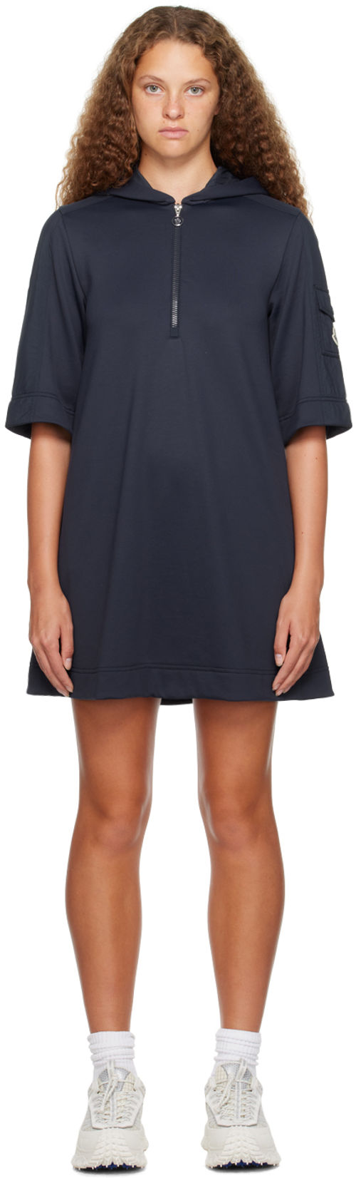 Moncler Navy Hooded Minidress