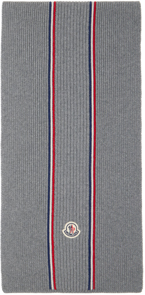 Moncler Gray Tricolor Scarf