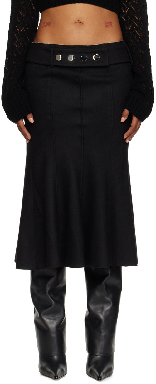 JUNEYEN Black Flared Midi...