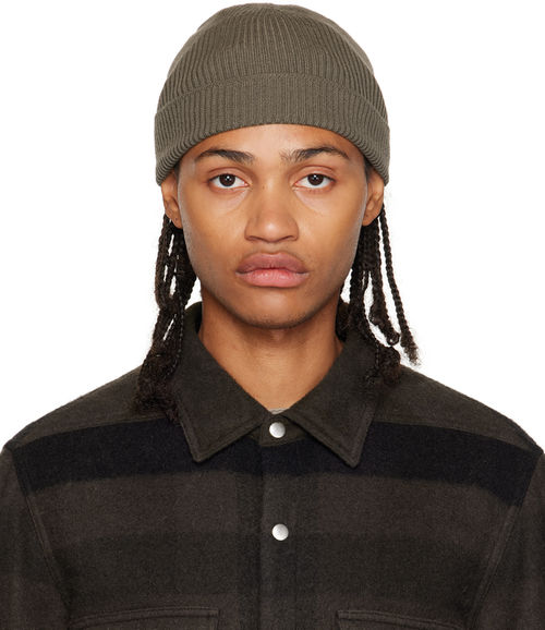 Rick Owens Gray Ribbed Beanie