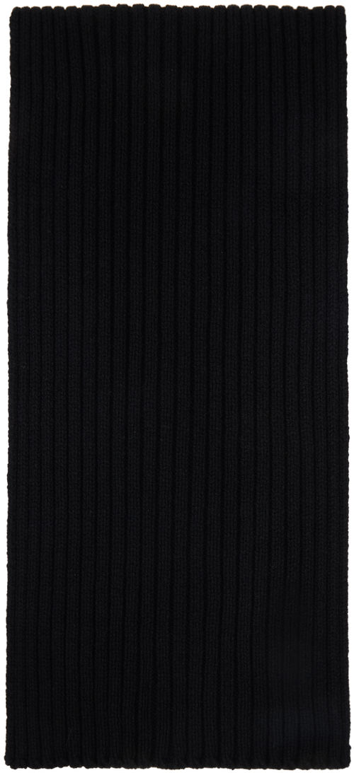 Rick Owens Black Ribbed Scarf