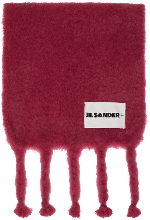 Jil Sander Red Brushed Scarf