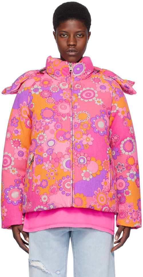 ERL Pink Floral Down Jacket