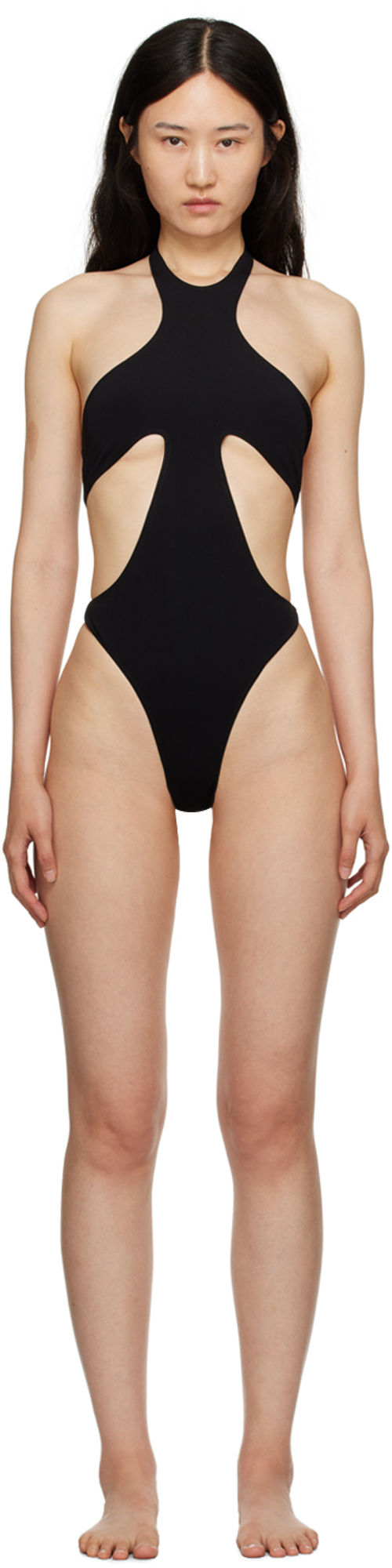 Mugler Black Cutout Swimsuit