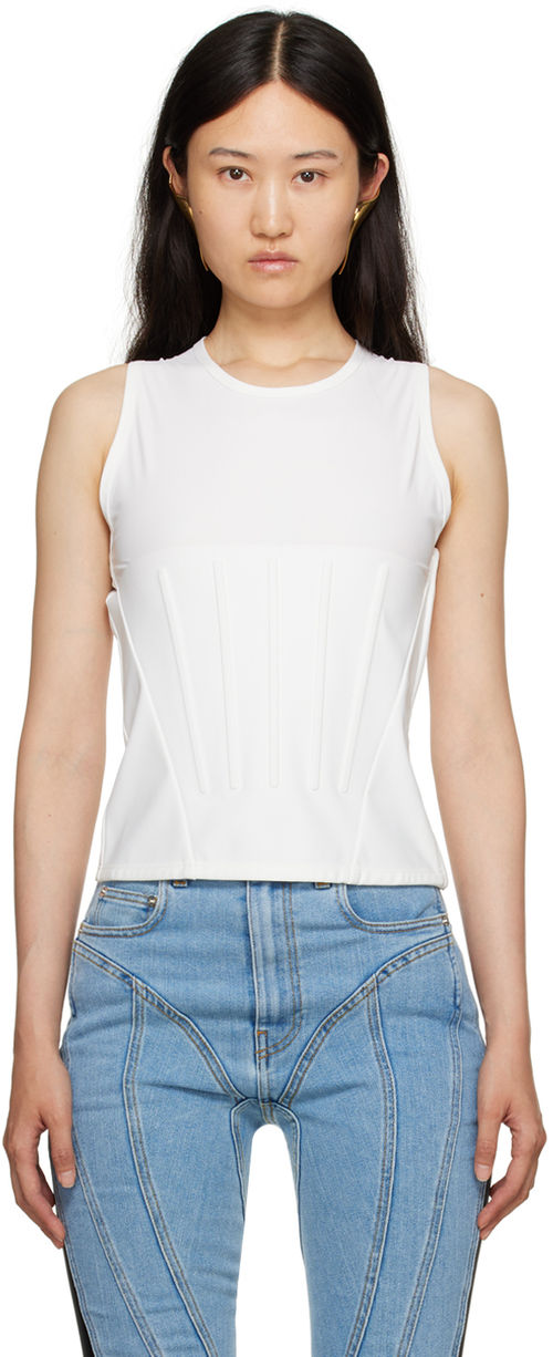 Mugler White Embossed Tank Top