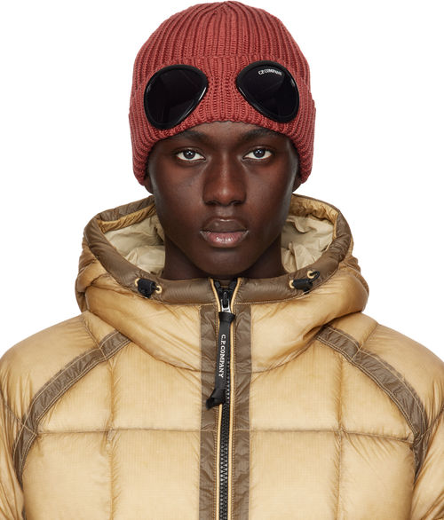 C.P. Company Red Goggle Beanie