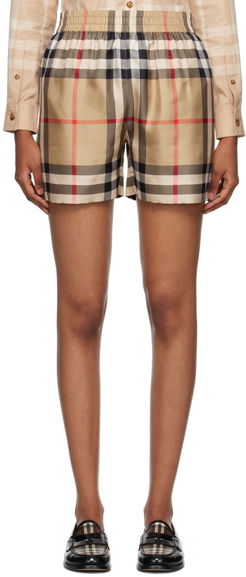 Burberry Beige Check Shorts