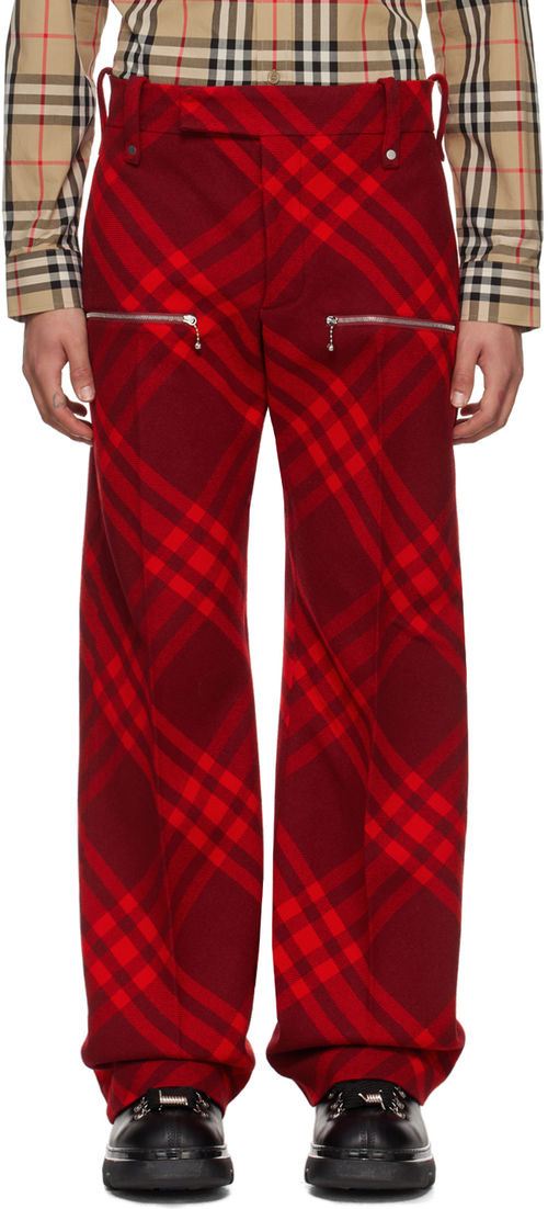 Burberry Red Check Trousers