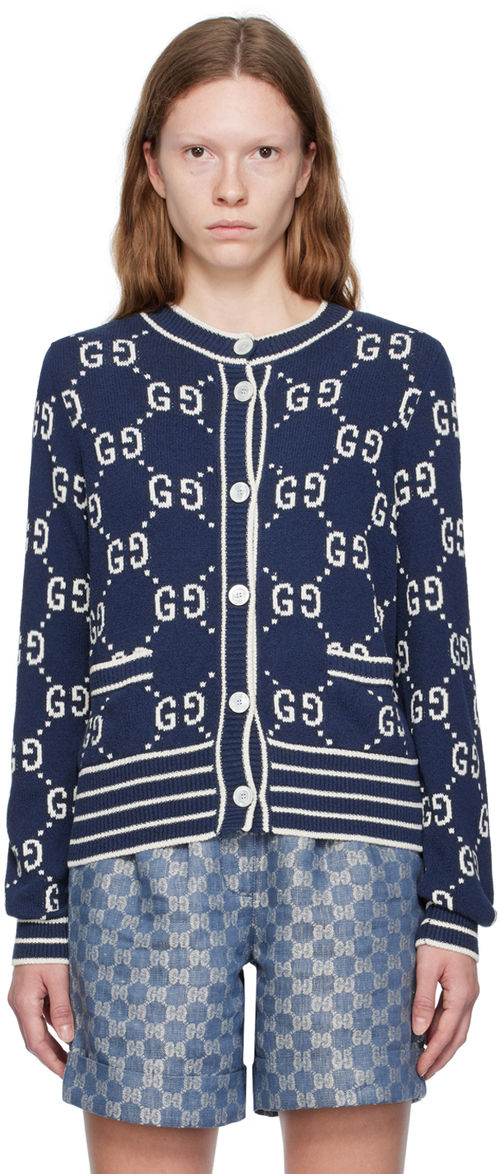 Gucci Navy GG Cardigan