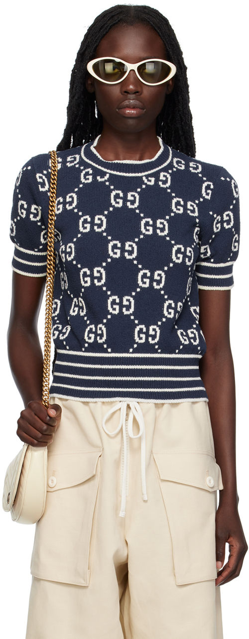 Gucci Navy Jacquard Sweater