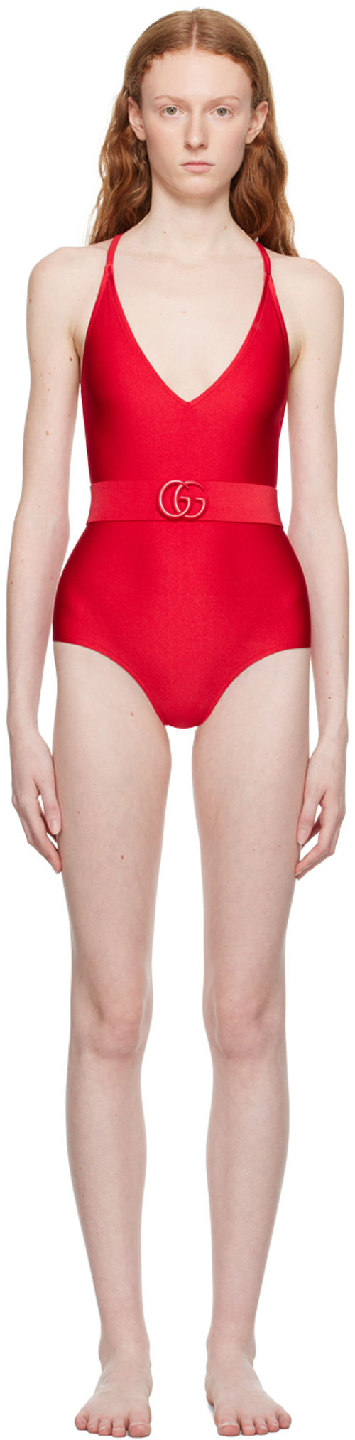 Gucci Red Belted One-Piece...