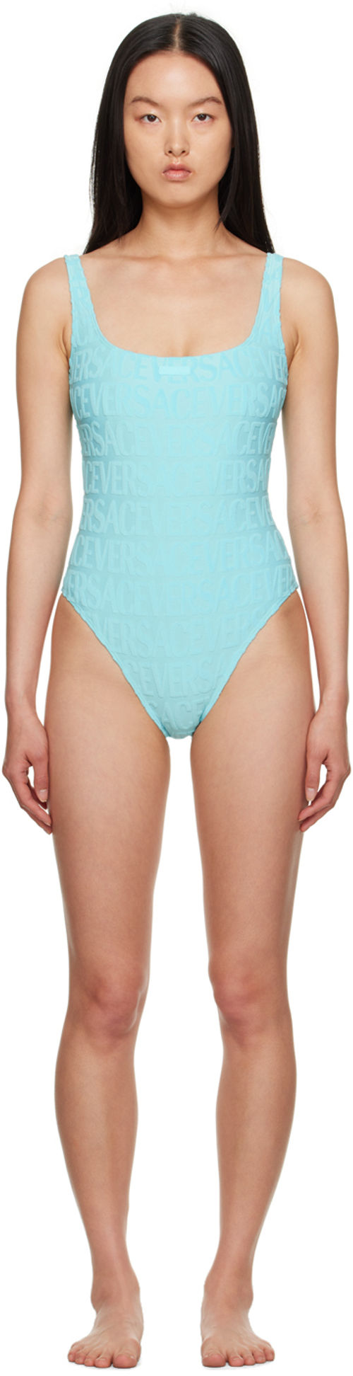 SSENSE Canada Exclusive Blue V-Neck One-Piece Swimsuit by VAILLANT