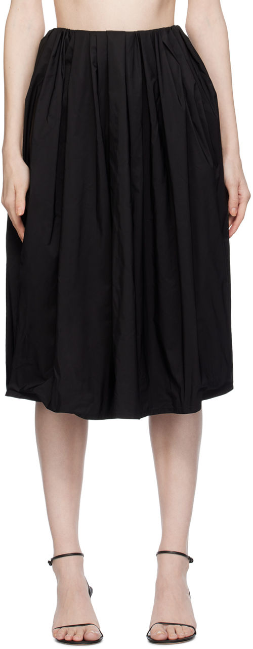 BEVZA Black Balloon Midi Skirt