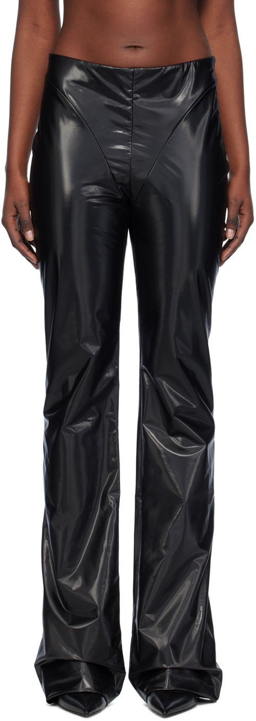 032c Black Laminated Trousers