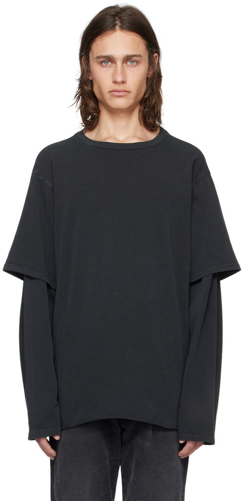 424 Black Layered Long Sleeve...