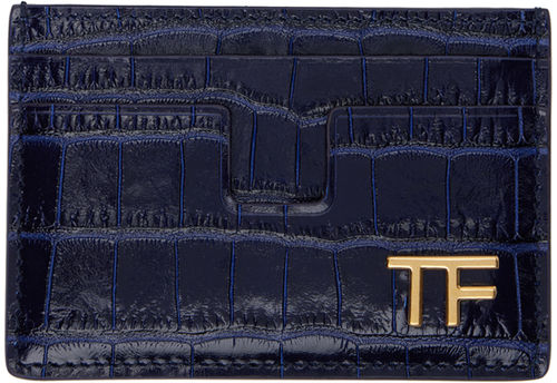 TOM FORD Navy Croc-Embossed...