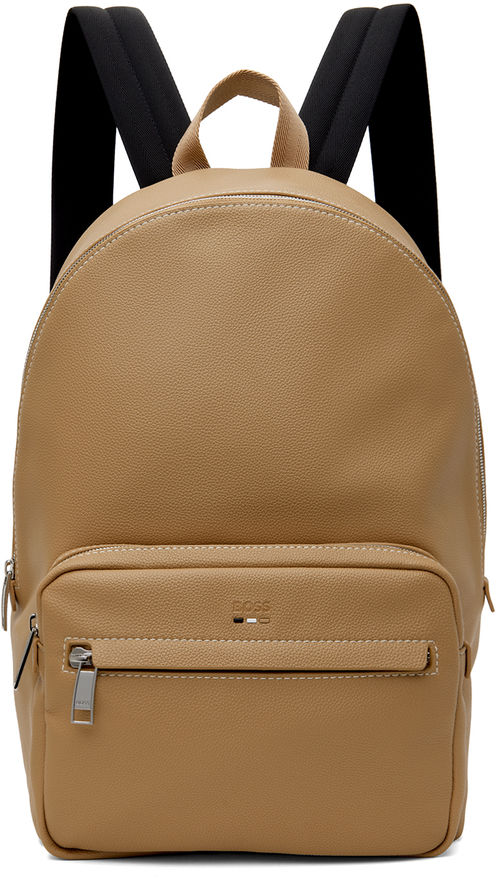 BOSS Beige Faux-Leather Logo...