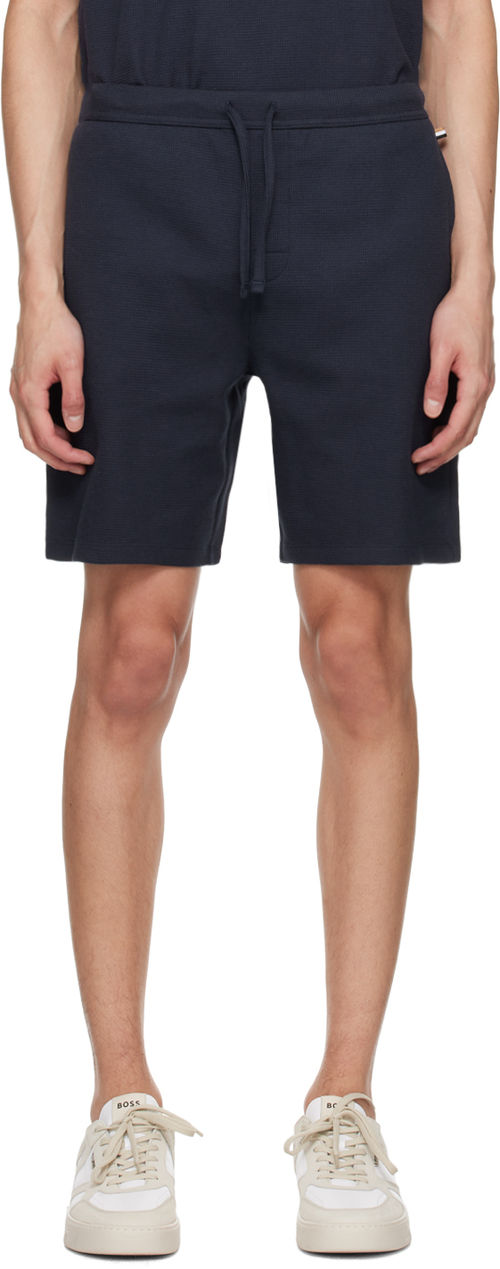 BOSS Navy Embroidered Shorts