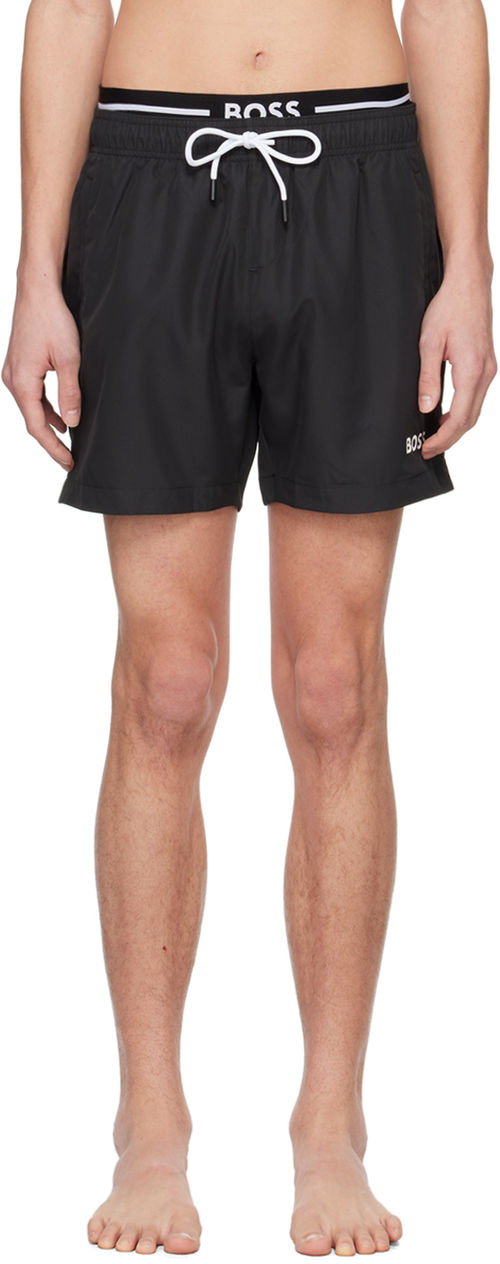 BOSS Black Printed Swim Shorts