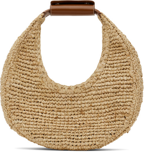 Staud Beige Moon Raffia Bag