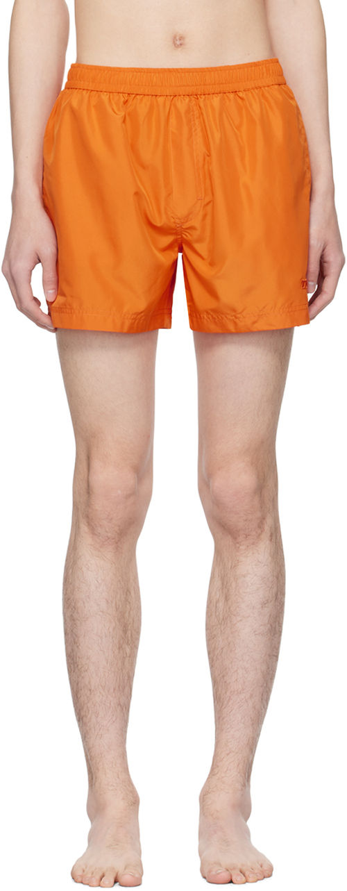 ZEGNA Orange Drawstring Swim...