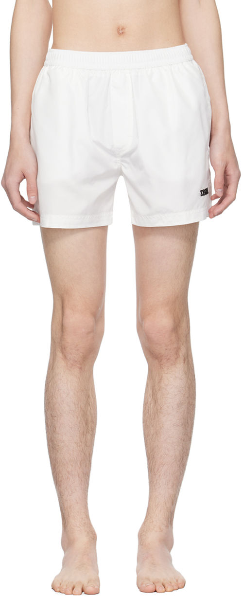 ZEGNA White Drawstring Swim...