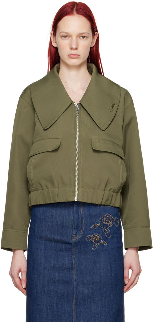 GANNI Green Wide Collar Jacket