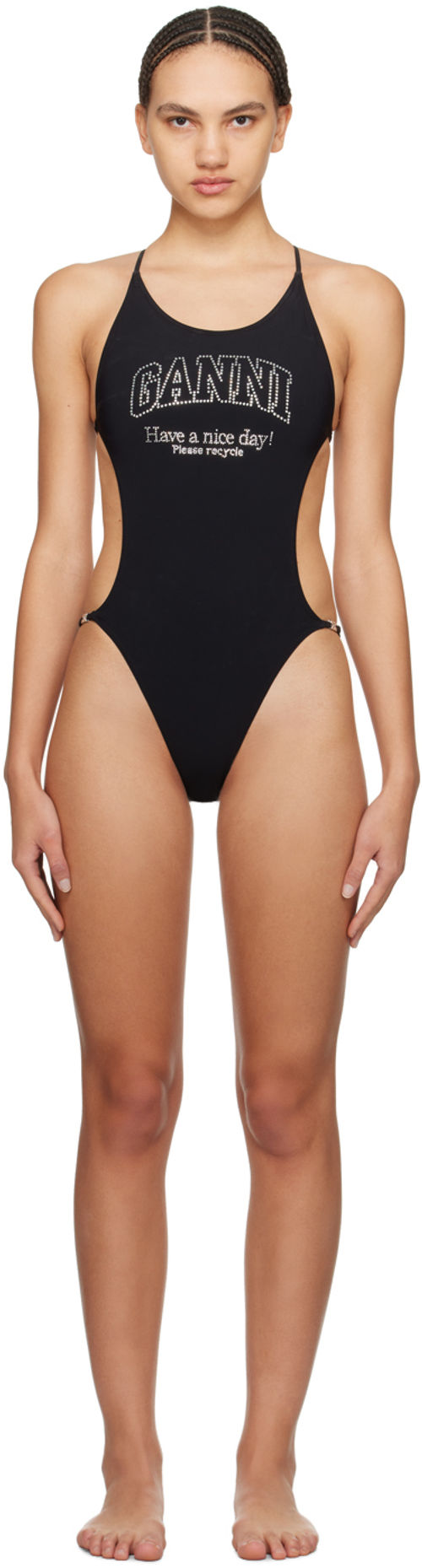 GANNI Black Crystal Swimsuit