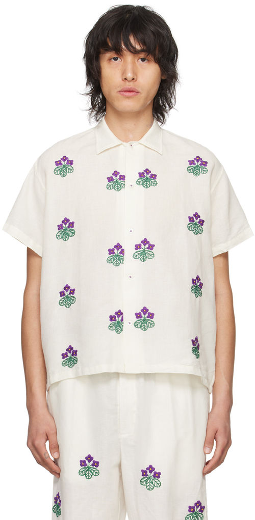 HARAGO Off-White Floral Shirt