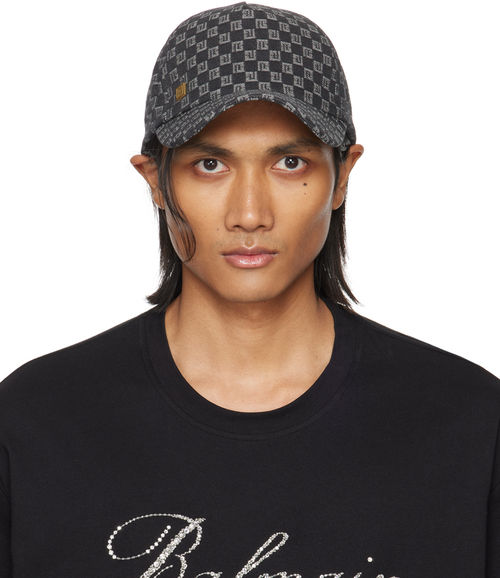 Balmain Black Monogram Cap