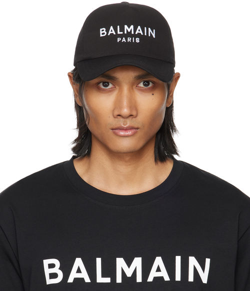 Balmain Black Embroidered Cap