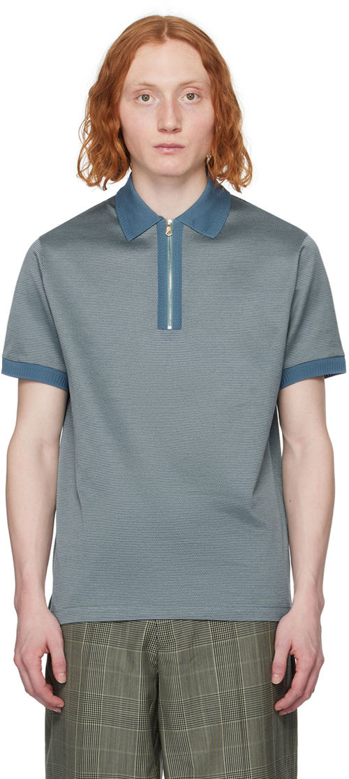 Paul Smith Blue Half-Zip Polo