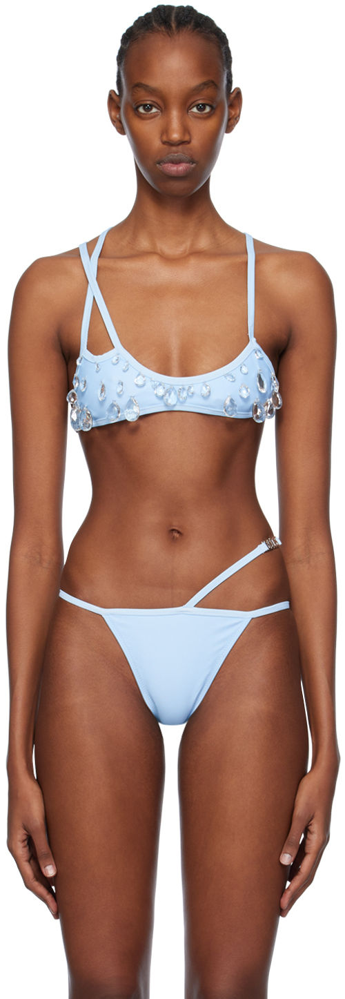 GCDS Blue Crystal Bikini Top