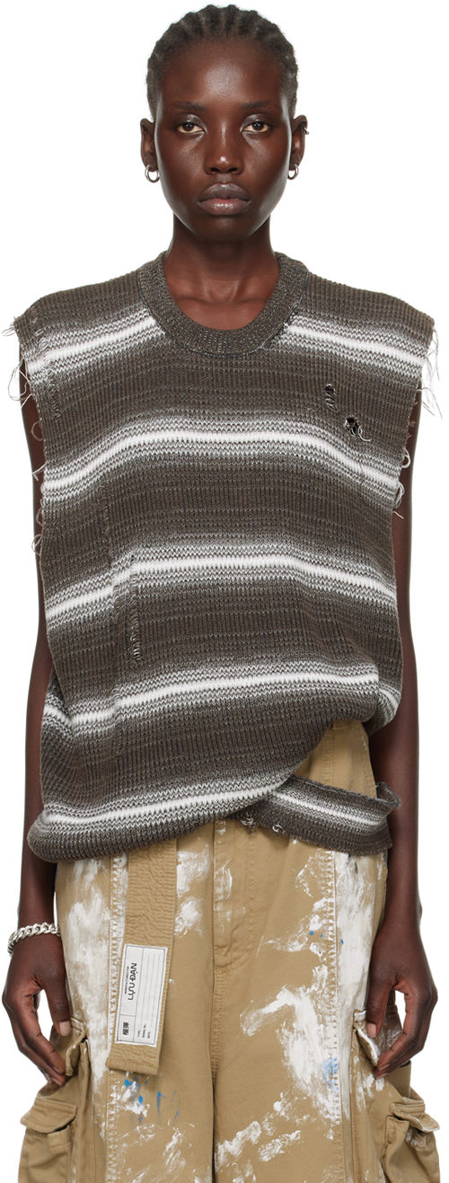 LU'U DAN Gray Striped Vest