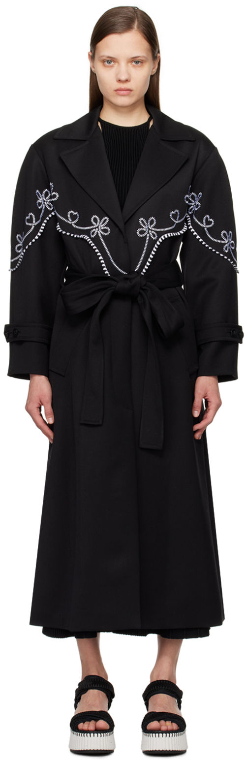 Chloé Black Embroidered Coat