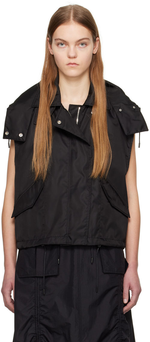 Juun.J Black Hooded Vest