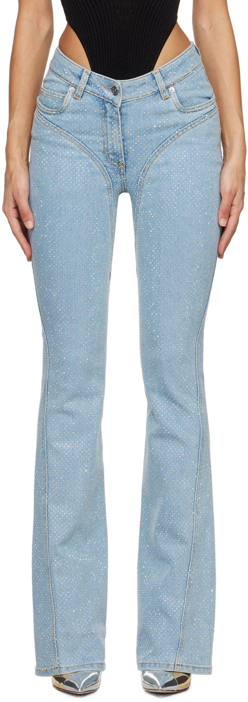 Mugler Blue Rhinestone Jeans