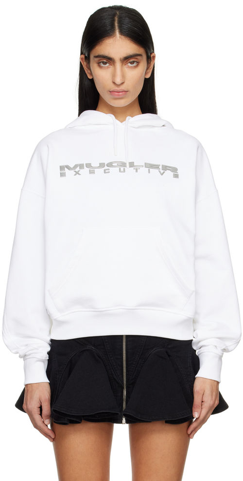 Mugler White Executive Hoodie