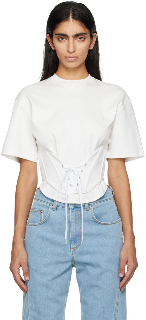 Mugler White Corseted T-Shirt