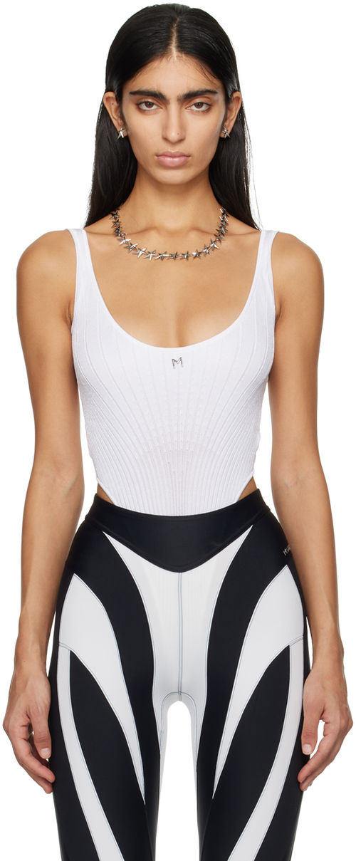 Mugler White Spiral Bodysuit