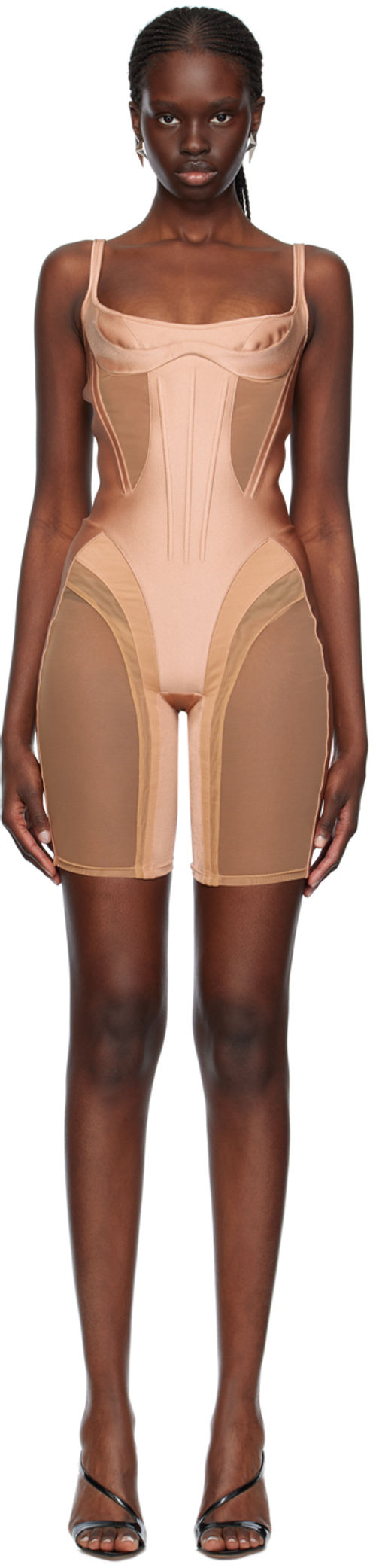 Mugler Tan Bicycle Jumpsuit