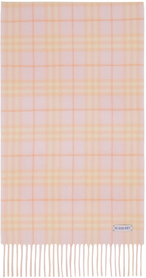 Burberry Pink Check Cashmere...