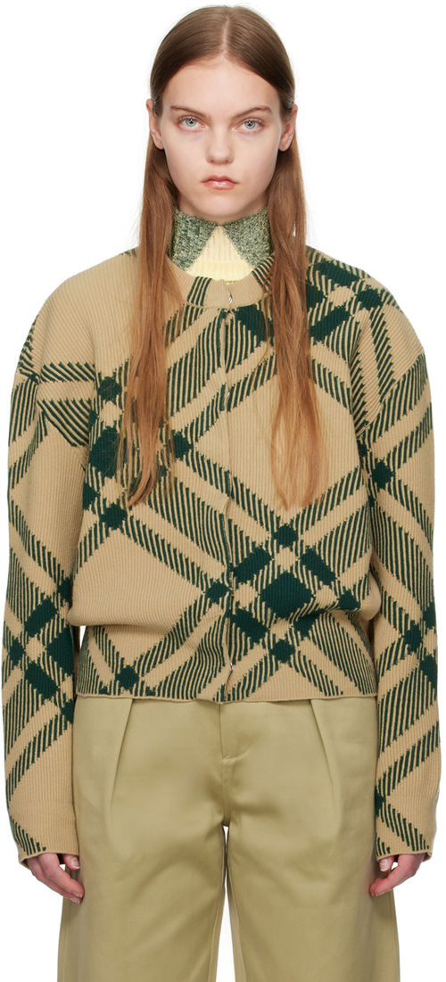 Burberry Beige Check Cardigan