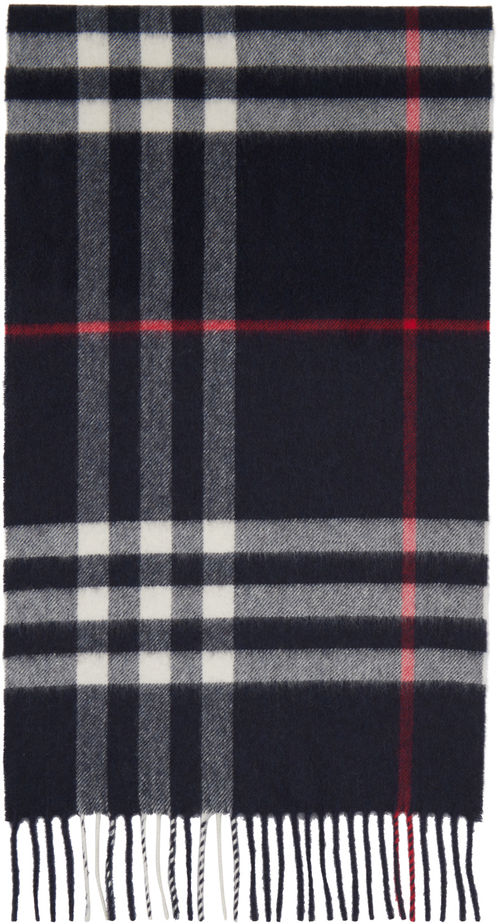 Burberry Navy Check Cashmere...