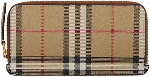 Burberry Beige Check Zip Card...