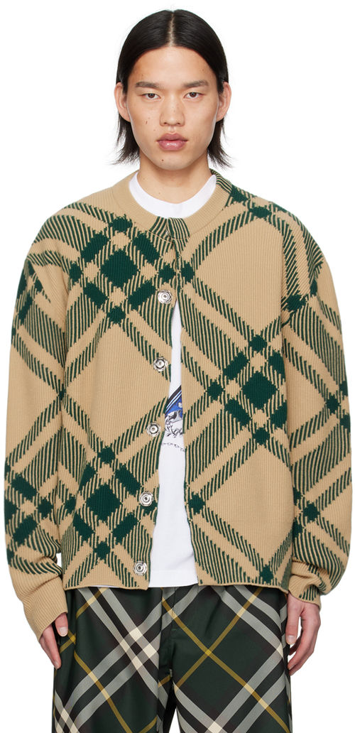 Burberry Beige Check Cardigan