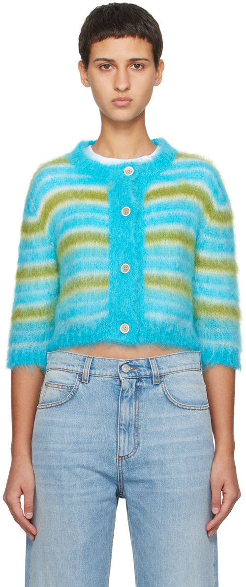 Marni Blue Striped Cardigan