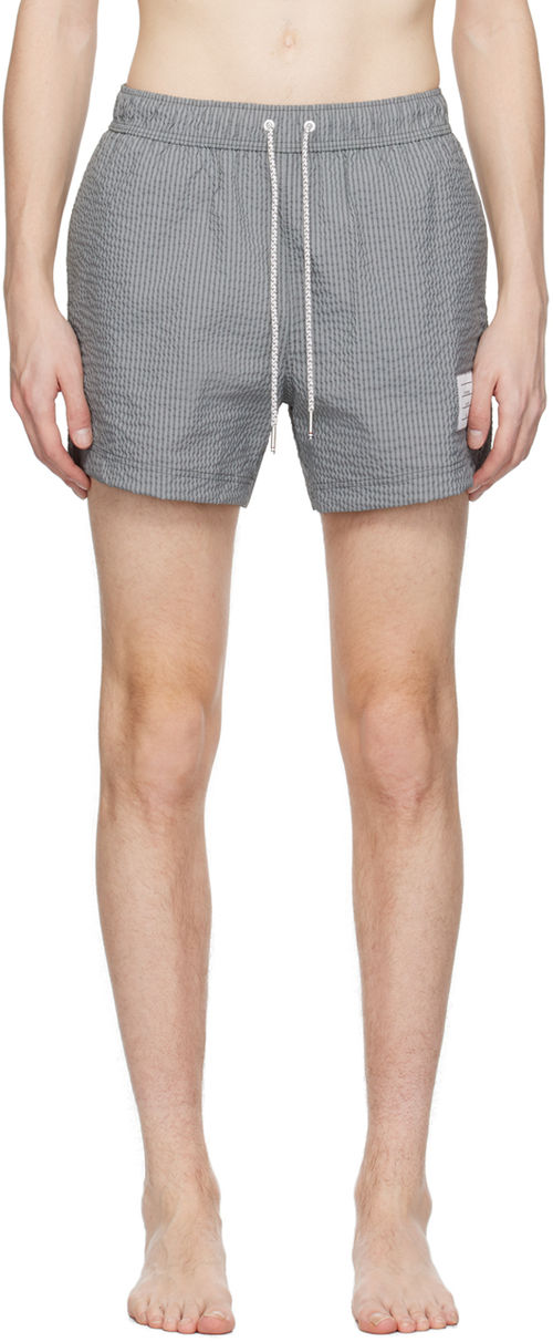 Thom Browne Gray Striped Swim...